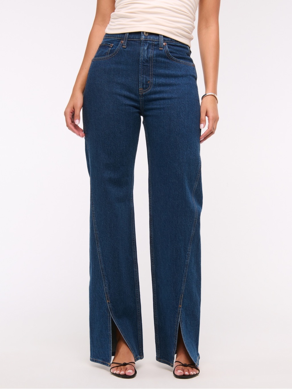 Abercrombie & Fitch 90s Relaxed High Waisted Split Cuff Denim Jeans Size 24”